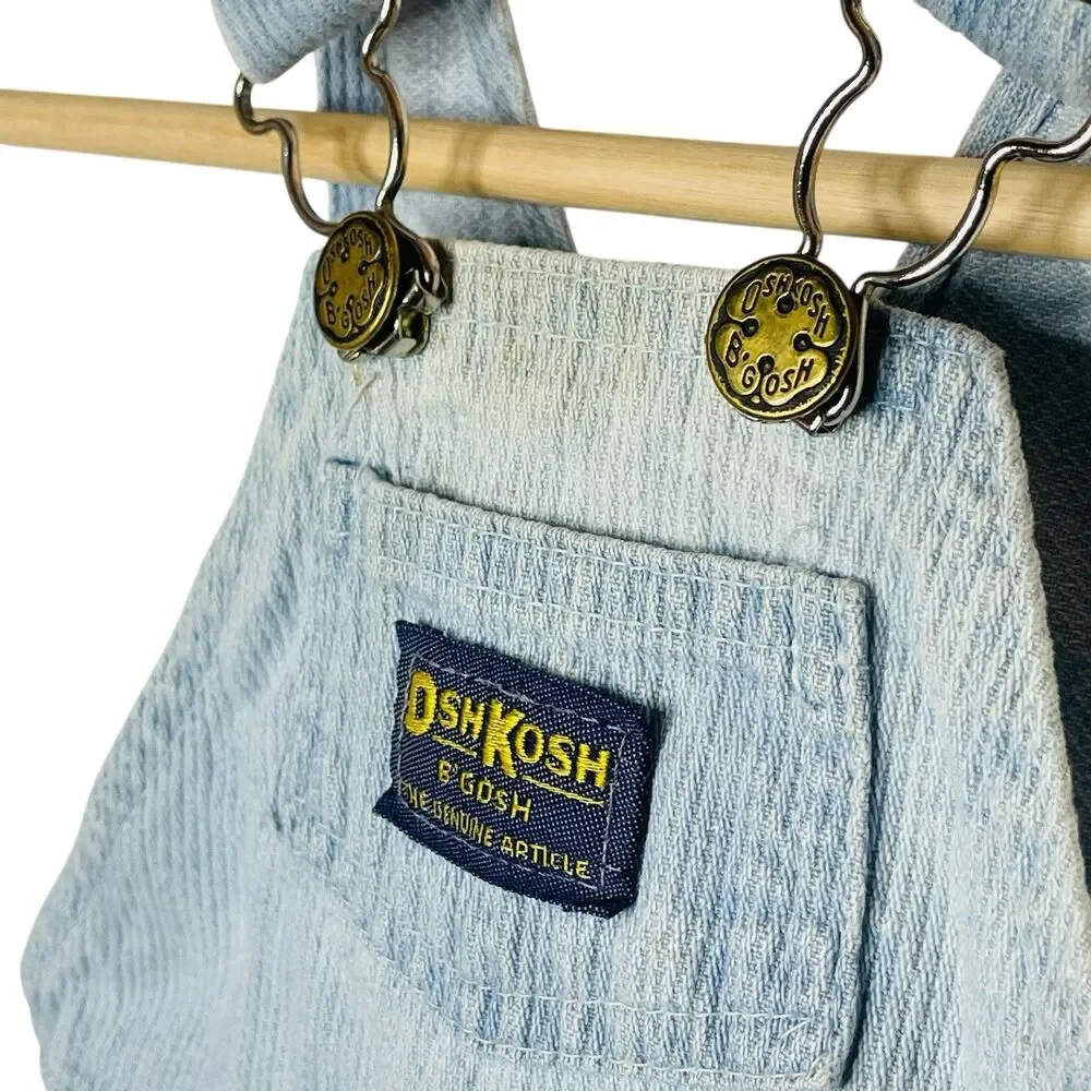 Vtg OshKosh B'Gosh Sz 12 M Vestbak Blue Striped Railroad Overalls Made In USA